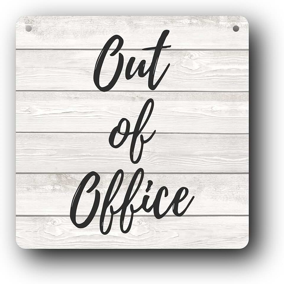 White Wood Effect Out of Office Sign, 145x145mm