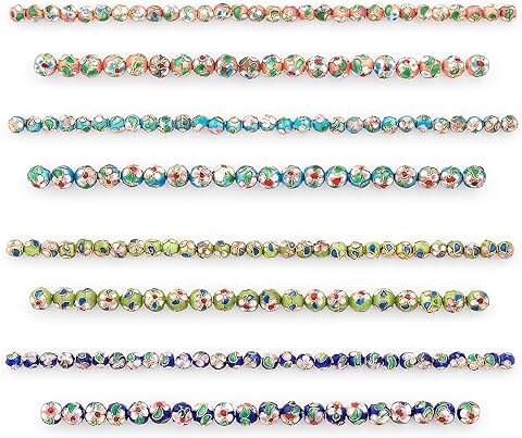 Vintage Hand-Painted Cloisonne Beads, 200 Multicolor Jewelry Supplies