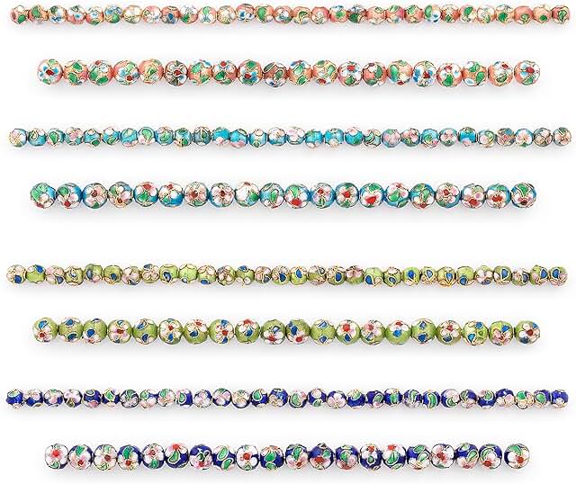 Vintage Hand-Painted Cloisonne Beads, 200 Multicolor Jewelry Supplies