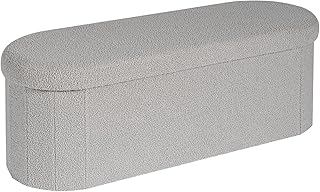Grey tufted storage ottoman bench, 43x15x15 inches