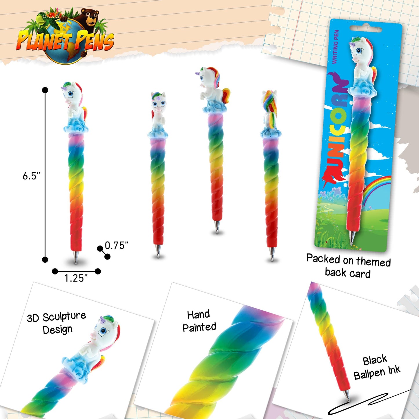 Rainbow Unicorn Novelty Pen for Kids and Adults