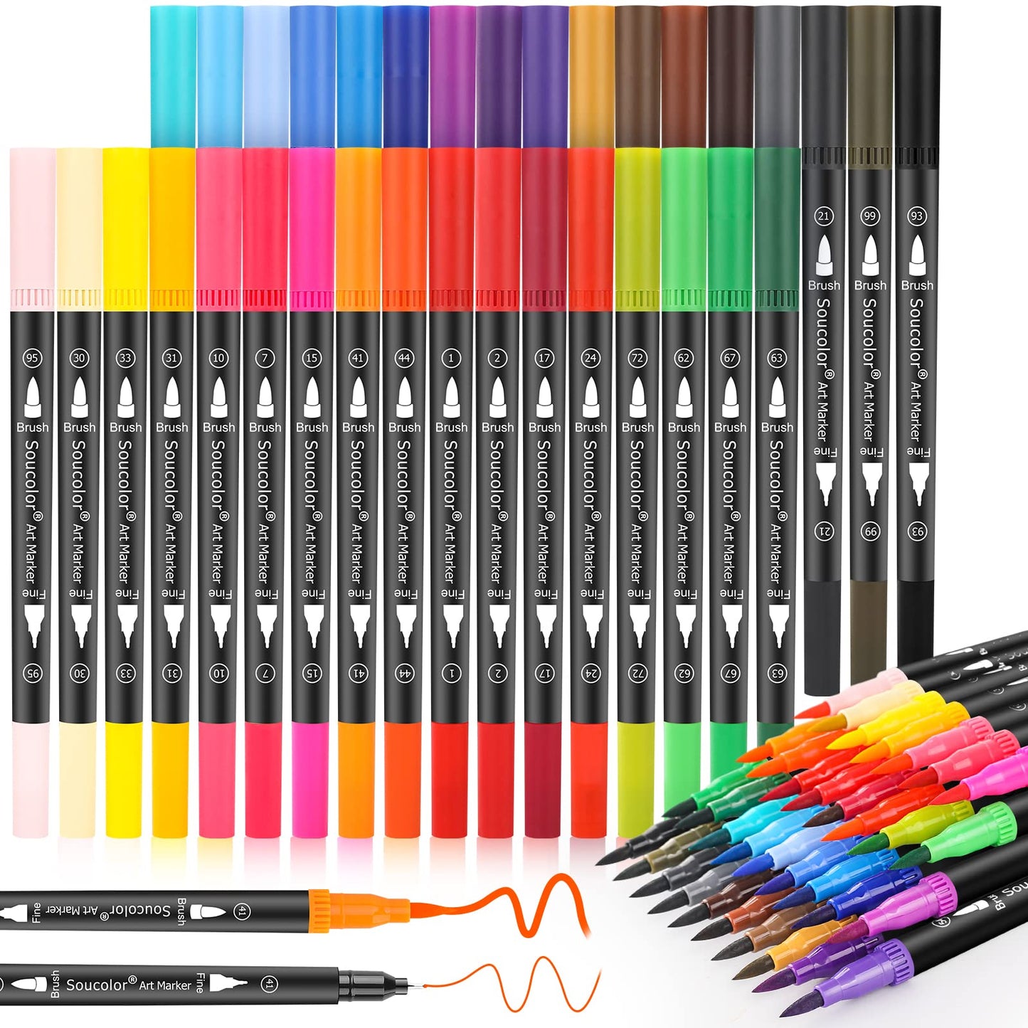 34 Color Dual Tip Art Brush Markers Set