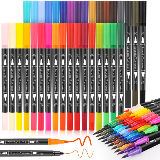 34 Color Dual Tip Art Brush Markers Set