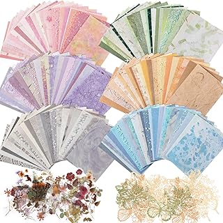 186 Pcs Scrapbook Paper and Mesh Fabric Set