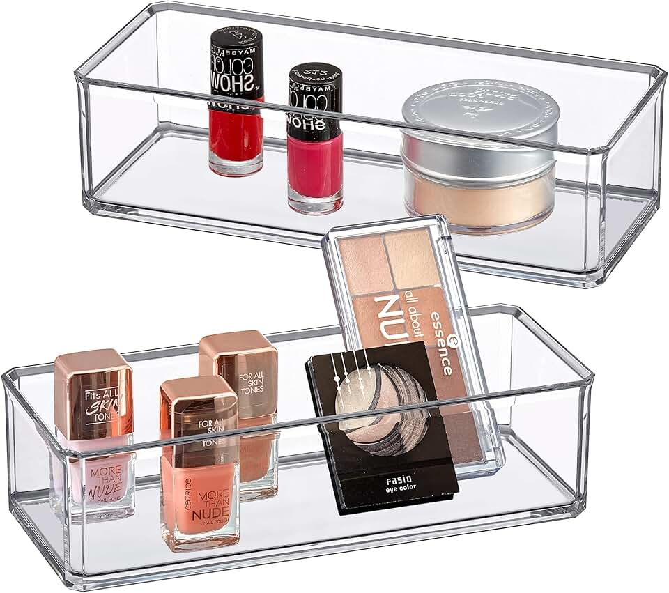 Glamour 2-Pack Acrylic Makeup Organizer for Lipsticks and Nail Polishes