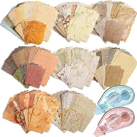 226 Sheets Vintage Scrapbook Paper Kit with Photo Tapes