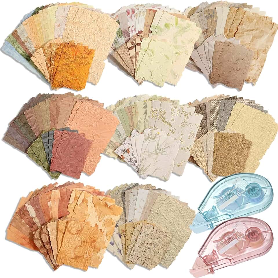 226 Sheets Vintage Scrapbook Paper Kit with Photo Tapes