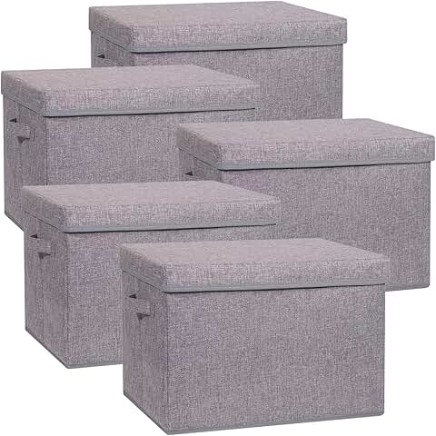 Set of 5 Large Foldable Fabric Storage Boxes