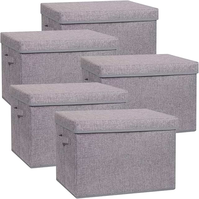 Set of 5 Large Foldable Fabric Storage Boxes