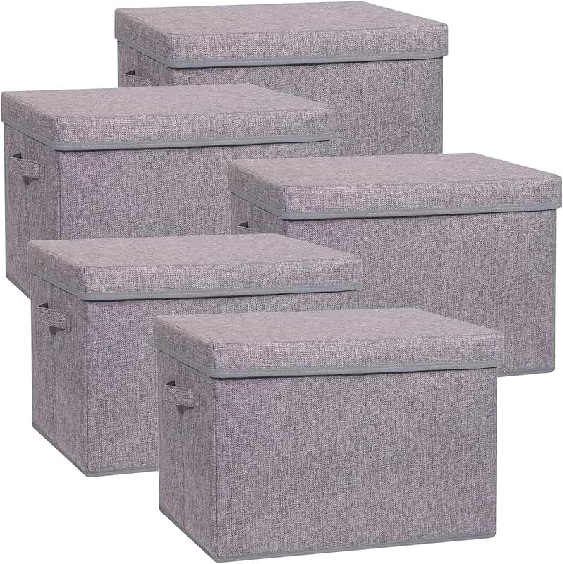 Set of 5 Large Foldable Fabric Storage Boxes