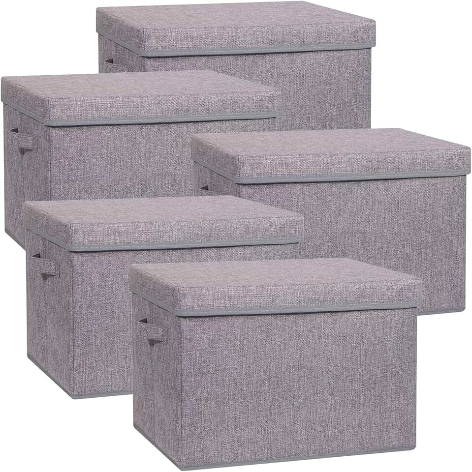 Set of 5 Large Foldable Fabric Storage Boxes