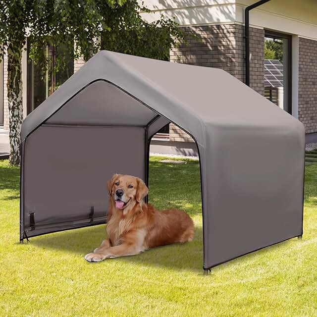 Large Outdoor Dog House with Shade and Shelter