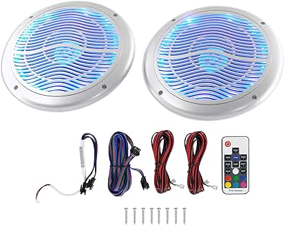 Pair 6.5" 2-Way Marine Speakers with LED and Remote