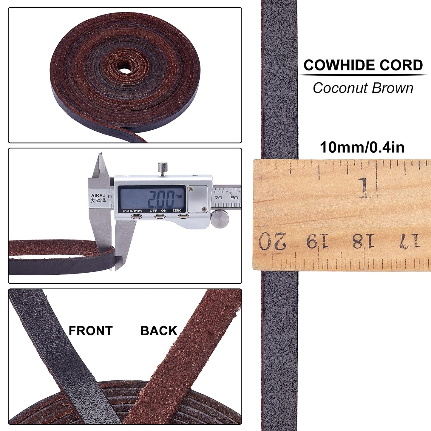 10mm Dark Brown Leather Strap 197 Inches Full Grain