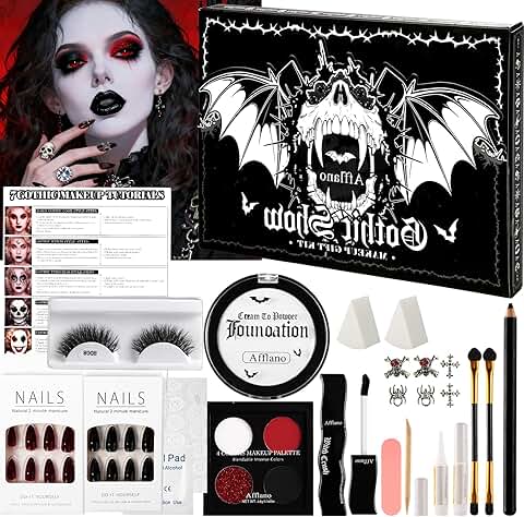 Goth Halloween Makeup Kit with Face Paint and Accessories