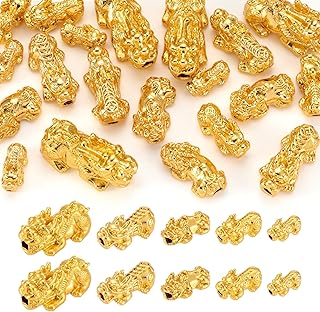 20pcs Gold Plated Pixiu Beads for Wealth and Luck