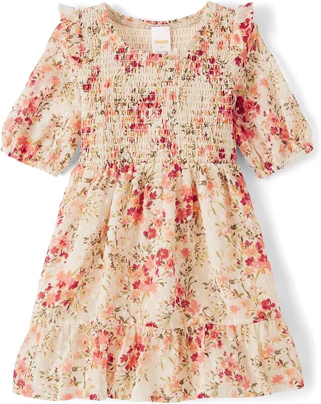 Baby Girls' and Toddler Short Sleeve Smocked Dresses