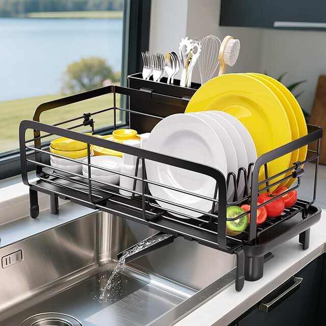 Extendable Stainless Steel Dish Drying Rack for Kitchen Counter