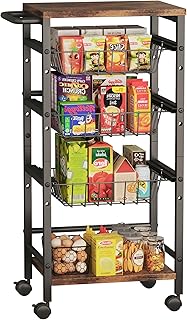5-Tier Snack and Storage Cart with Adjustable Baskets