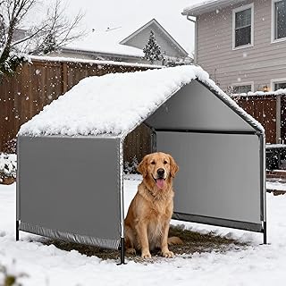 Outdoor Dog Shelter with Sun and Rain Protection