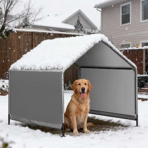 Outdoor Dog Shelter with Sun and Rain Protection