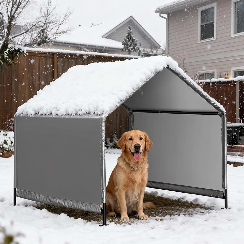 Outdoor Dog Shelter with Sun and Rain Protection