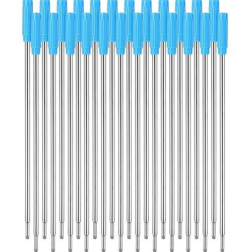 Set of 24 Blue Metal Ballpoint Pen Refills, 4.5 Inch