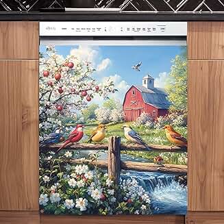Colorful spring farm bird magnet cover for fridge