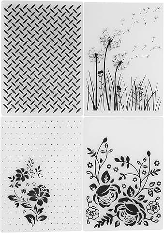 Set of 4 Plastic Embossing Folders for Card Making and Scrapbooking
