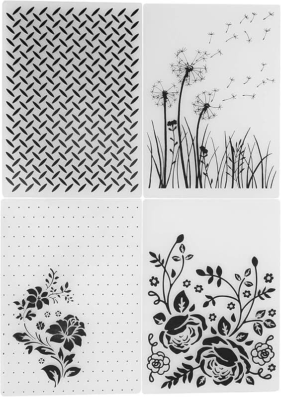 Set of 4 Plastic Embossing Folders for Card Making and Scrapbooking