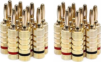 24k Gold Plated Speaker Banana Plugs, 10 Pairs