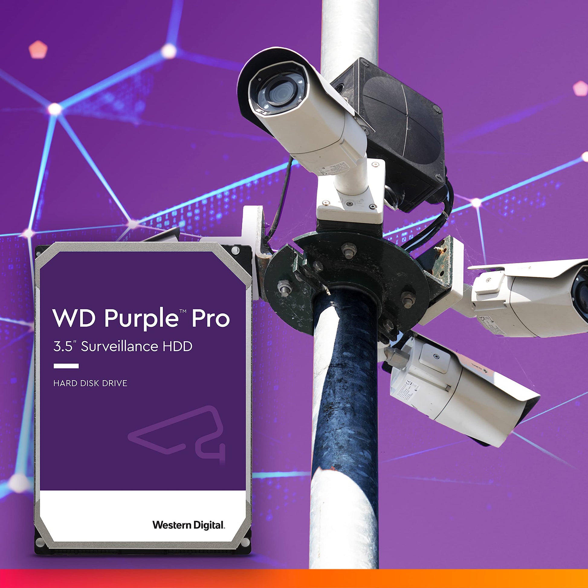 10TB WD Purple Pro Surveillance Internal Hard Drive HDD - SATA 6 Gb/s, 256 MB Cache, 3.5" - WD101PURP