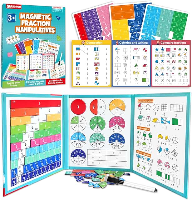 Magnetic Fraction Puzzle and Demonstration Book for Kids