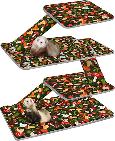 Ferret Cage Liner Set for Small Animals (Green Mushroom)