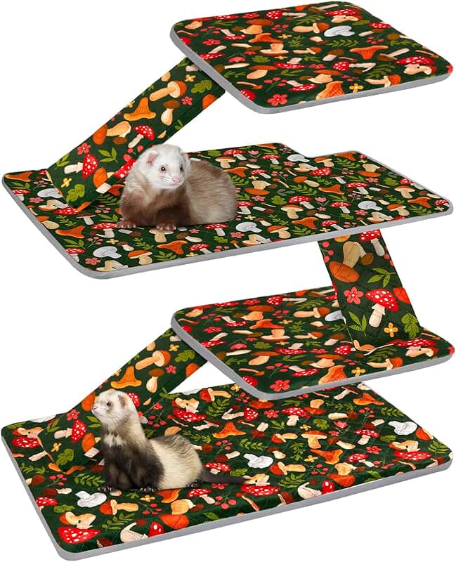 Ferret Cage Liner Set for Small Animals (Green Mushroom)