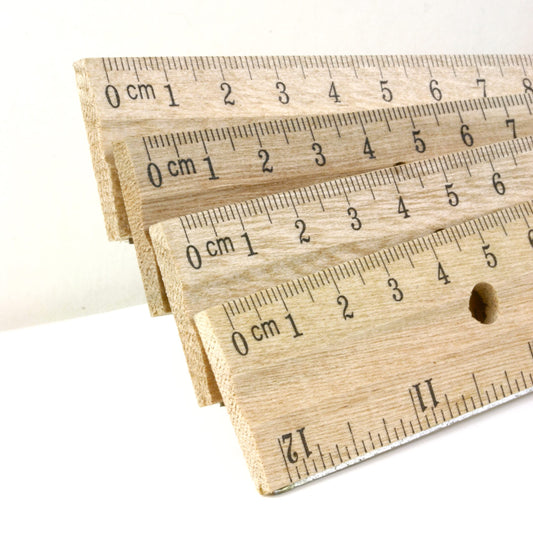 Wooden 12-inch Ruler with Metal Edge, Pack of 3