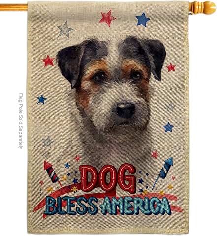 Patriotic Black Jack Russell Dog House Flag