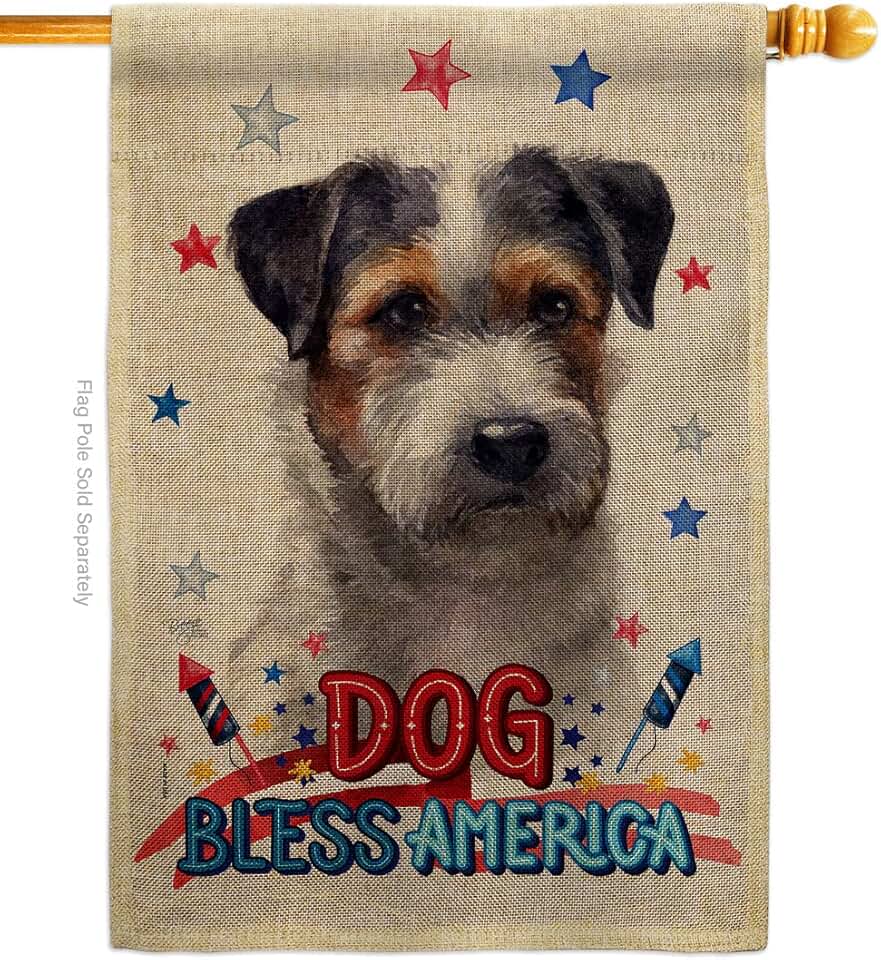 Patriotic Black Jack Russell Dog House Flag