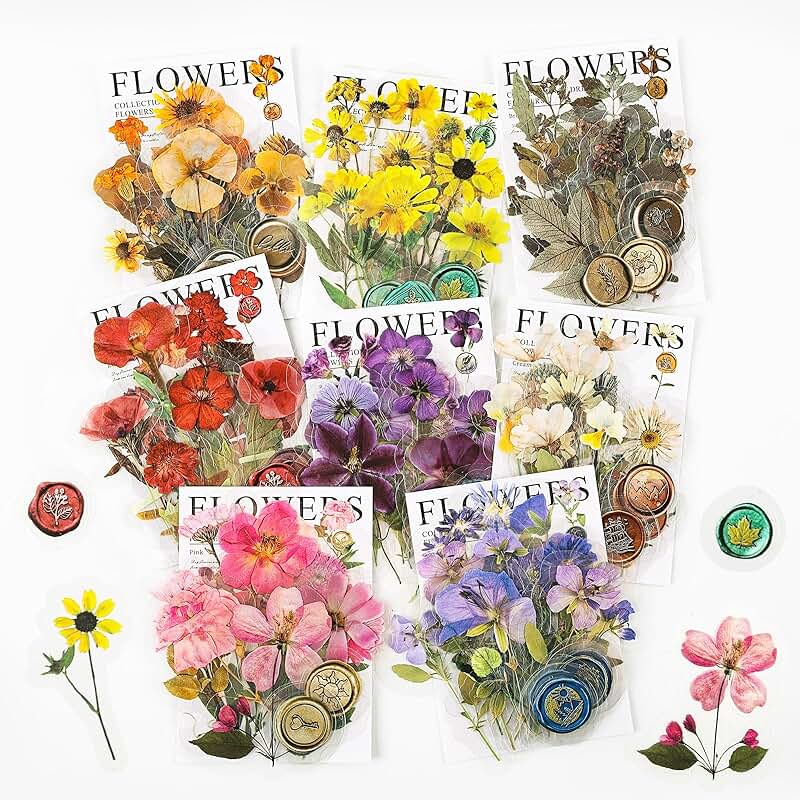 Flower and Wax Seal Stickers for Crafts and Projects