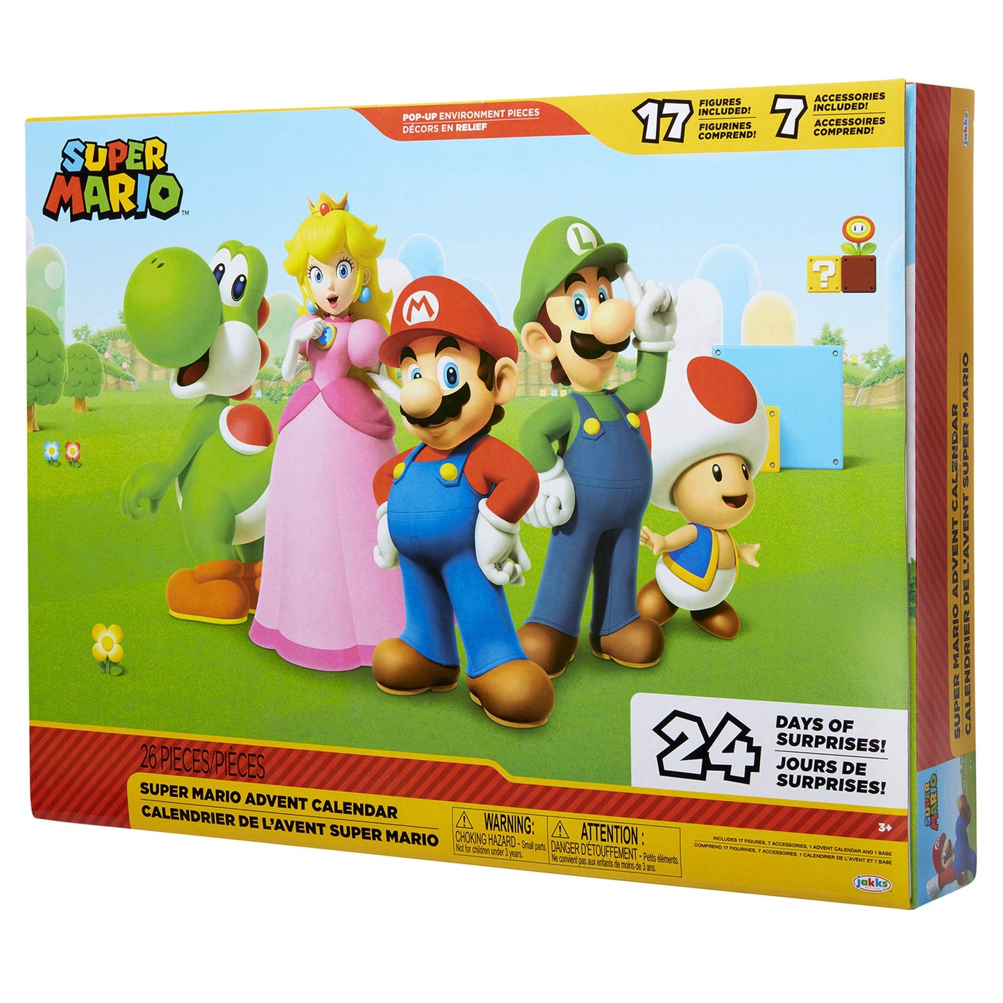 Nintendo Advent Calendar Holiday Calendar with 17 Articulated 2.5 Action Figures  7 Accessories, 24 Day Surprise Countdown with Pop-Up Environment  Exclusive]