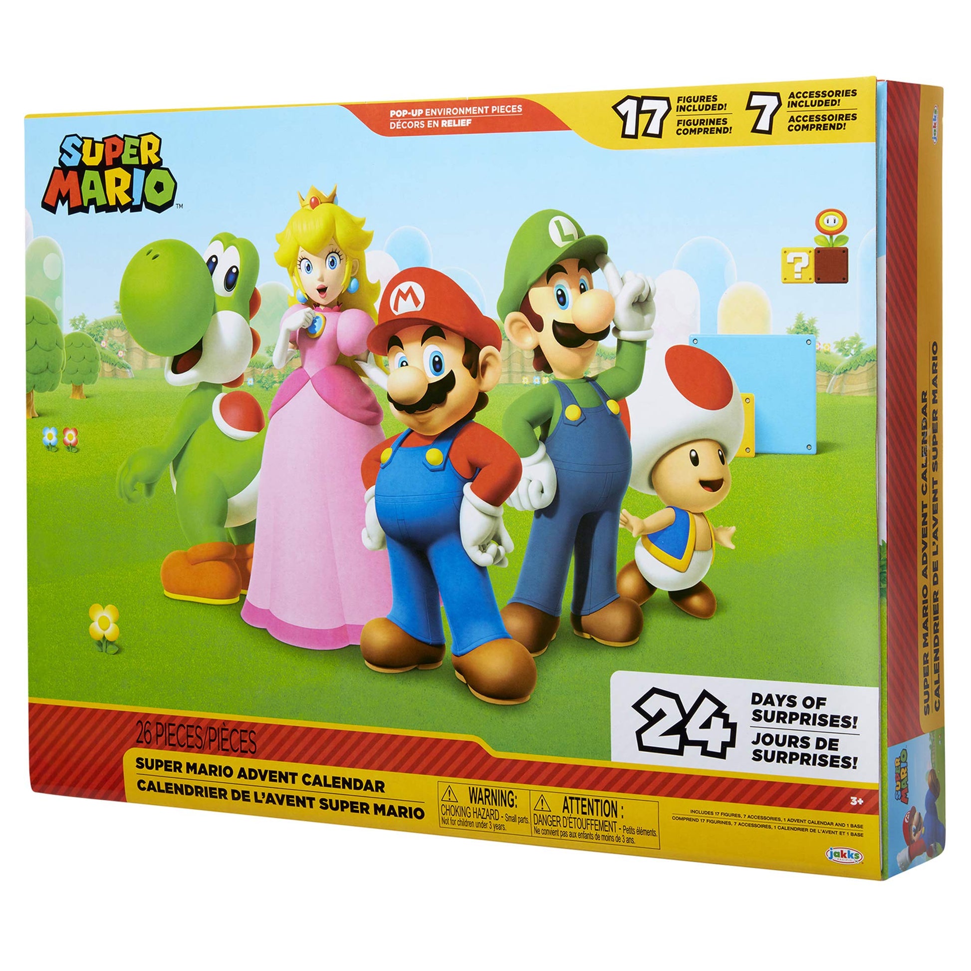 Nintendo Advent Calendar Holiday Calendar with 17 Articulated 2.5 Action Figures  7 Accessories, 24 Day Surprise Countdown with Pop-Up Environment  Exclusive]