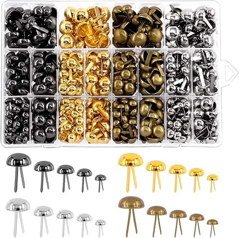 1200 Mini Bright Color Metal Brads in 5 Sizes
