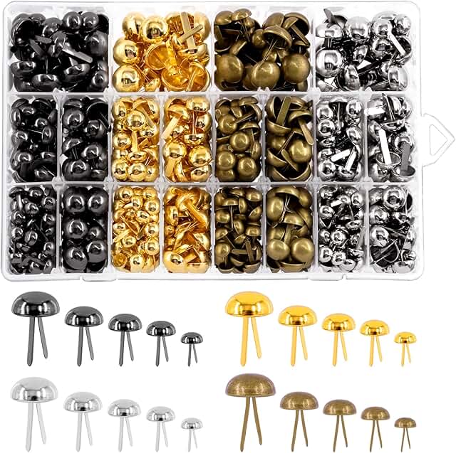 1200 Mini Bright Color Metal Brads in 5 Sizes