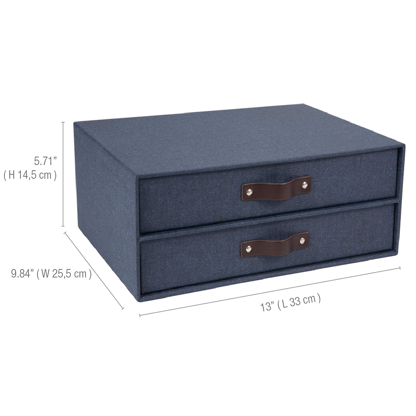 Blue 2-Drawer Canvas Fiberboard Letter Document Box
