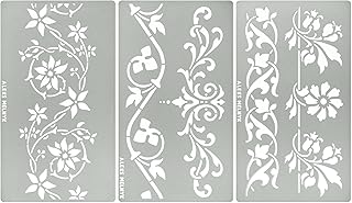 Set of 3 Metal Stencils with Swirls Flowers and Borders