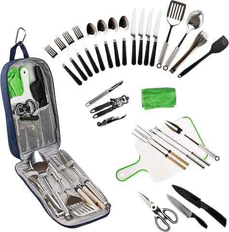 30-Piece Camping Cooking Utensil Set with Carry Case