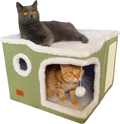 Indoor Cat Bed with Cover and Scratch Pad
