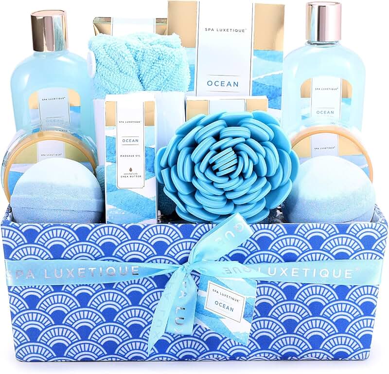 Ocean Scented Spa Gift Basket with Bath Products