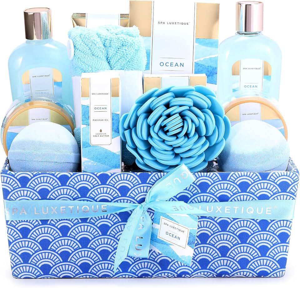Ocean Scented Spa Gift Basket with Bath Products