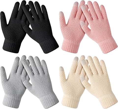 Women's Warm Knit Winter Gloves for Cold Weather